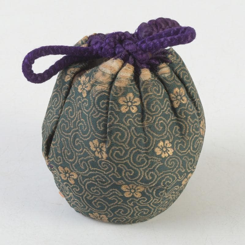 茶道具　九谷焼　古九谷　人物文　茶入　黒柿蓋　仕覆付　V　9669