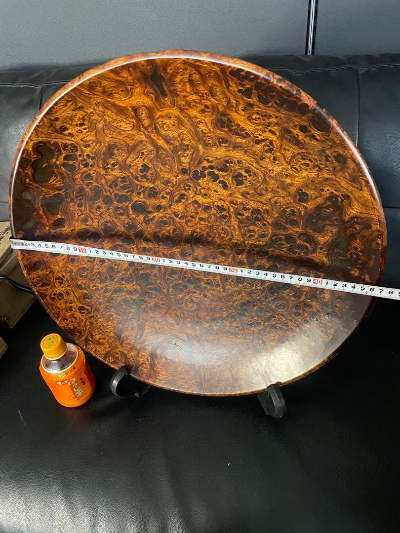 珍品　屋久杉　銘木　大型超極上泡瘤　極上光明　飾り皿　径約47cm