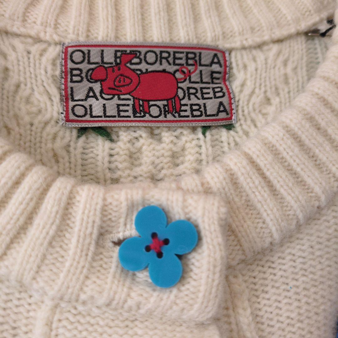 専用です。 アルベロベロ♥️ぶたさん花ビジュ刺繍 ウールロングカーディガン