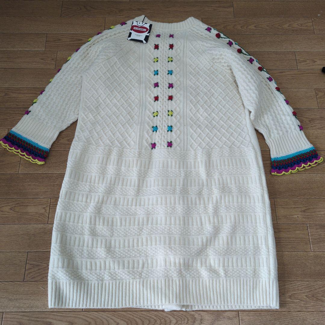 専用です。 アルベロベロ♥️ぶたさん花ビジュ刺繍 ウールロングカーディガン