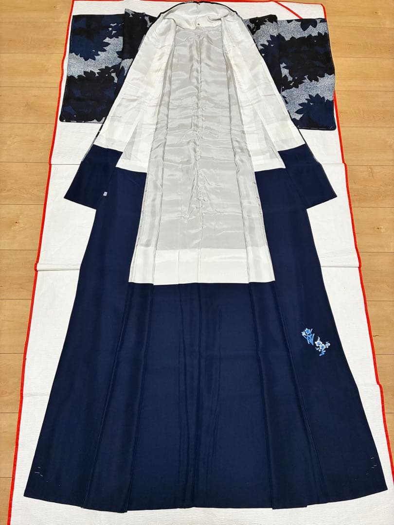 年末年始セール！　小紋　藍染　リーフ模様　裄67cm 正絹