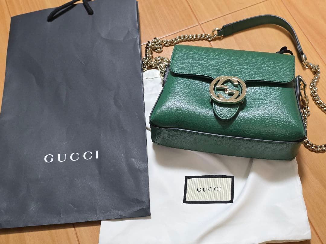 【美品】GUCCI グッチ インターロッキングG チェーン　ショルダーバッグ