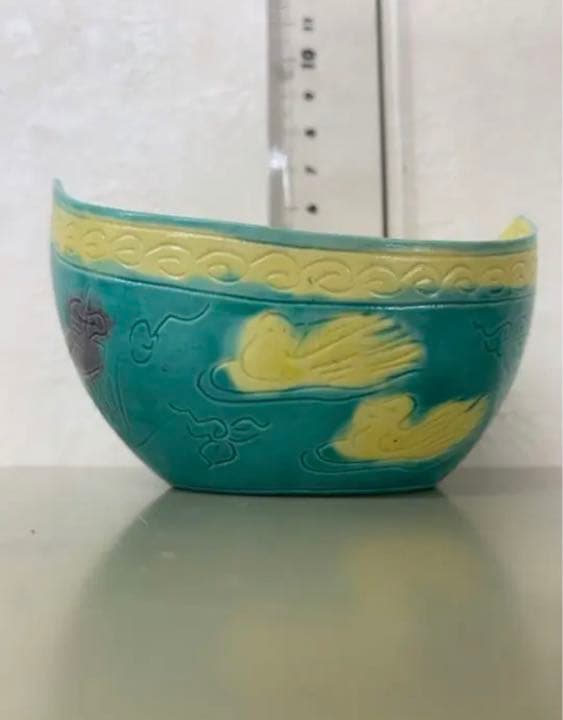 中国清康熙年製素三彩船　骨董アンティーク古美術品　唐物　江戸　青磁コレクション