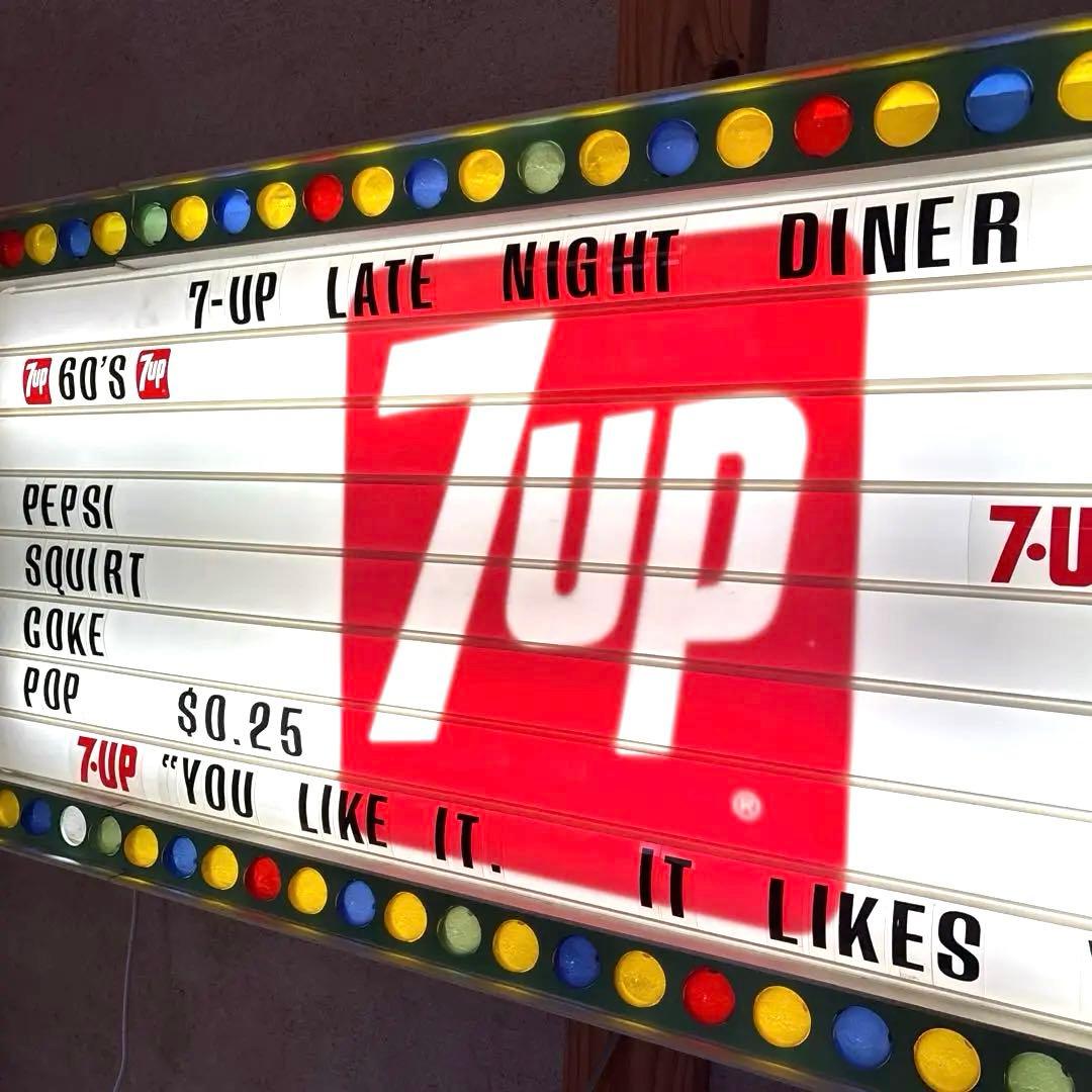 宝物！　60s 70s セブンアップ　メニューボード　看板　ネオンサイン　7up