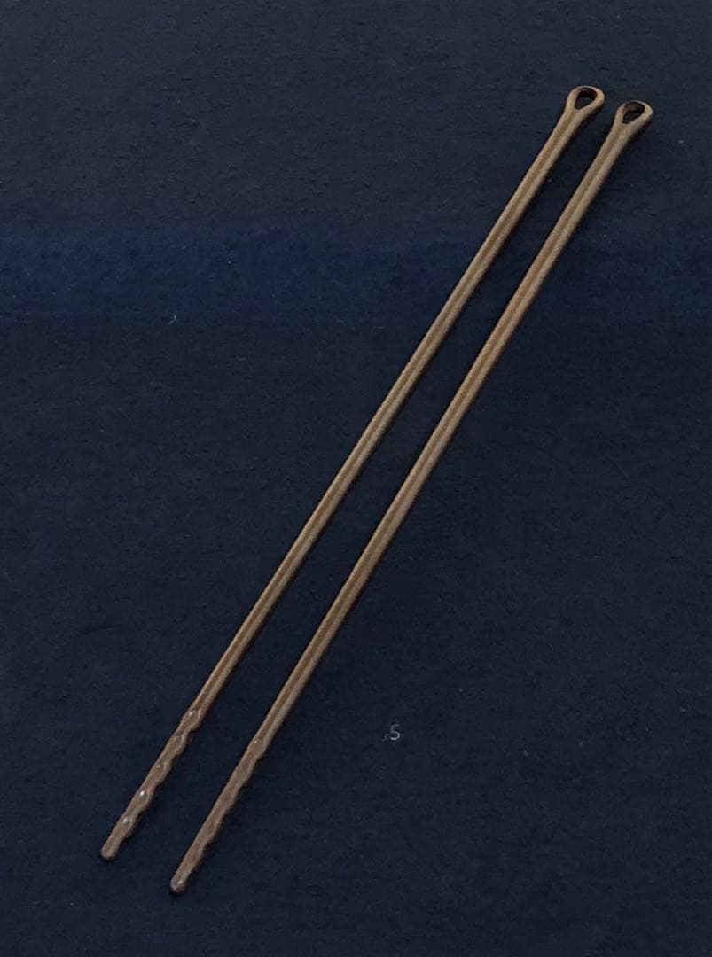 《R》茶道具 鉄風炉火箸 釜師 和田美之助造 共布 共箱　260209け1