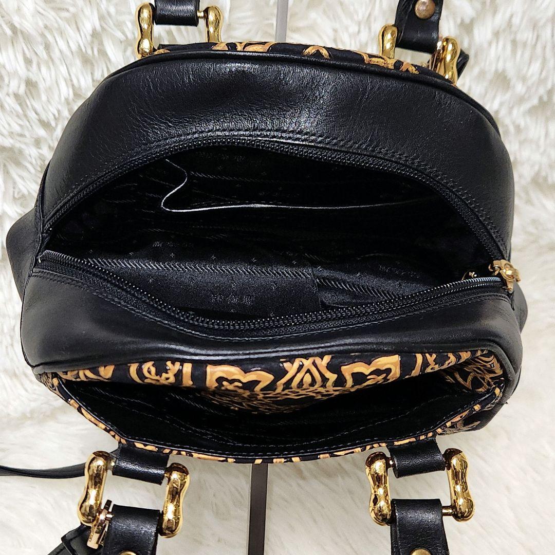 印傳屋 キナート 高級レザー ミニ ボストン ショルダーバッグ アラベスク 希少