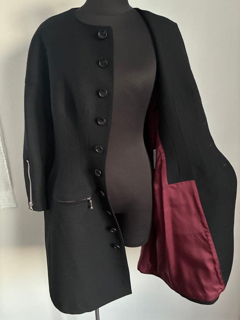 JUNYA WATANABEブラック ノーカラーコートSサイズ