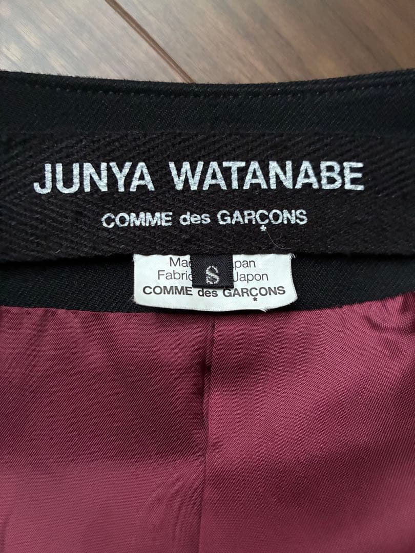 JUNYA WATANABEブラック ノーカラーコートSサイズ
