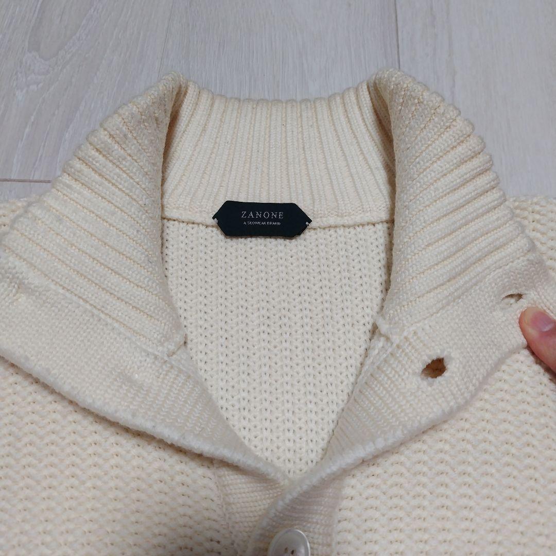 ザノーネ【伊】キョートモデル定番スタンドカラー48ウール ホワイト アイボリー系
