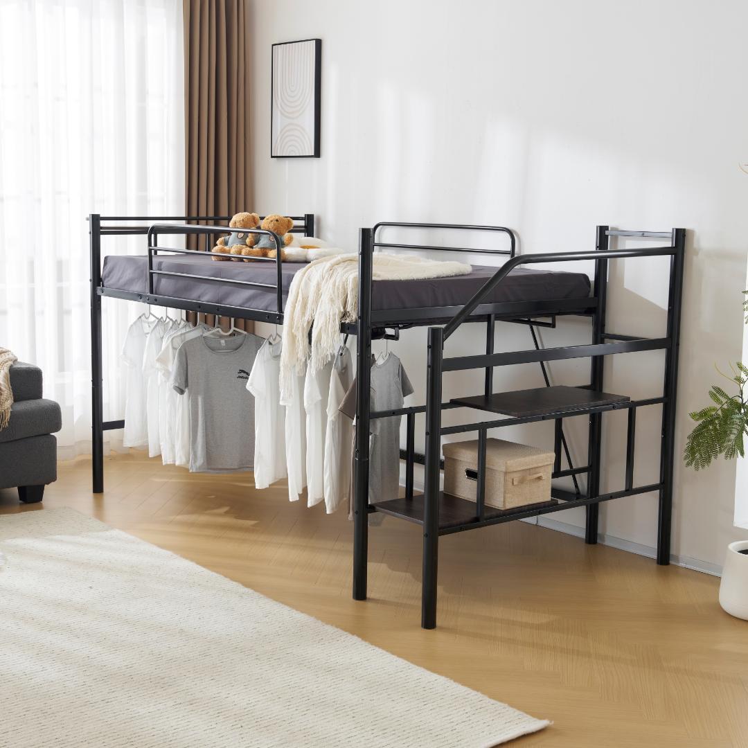 【パイプ床板・SDセミダブル】ロフトベッド パイプベッドセミダブル北欧風 耐震