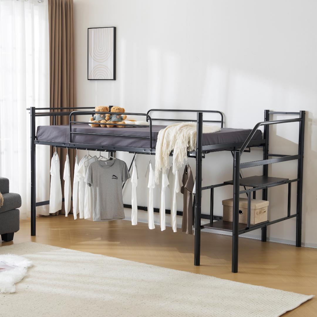 【パイプ床板・SDセミダブル】ロフトベッド パイプベッドセミダブル北欧風 耐震