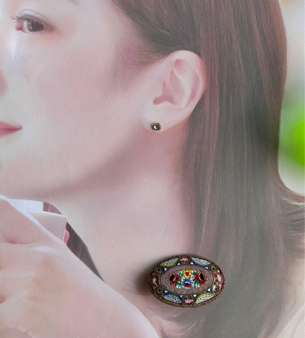 最終価格✤ITALY【大きなマイクロモザイク】美しいヴィンテージブローチ