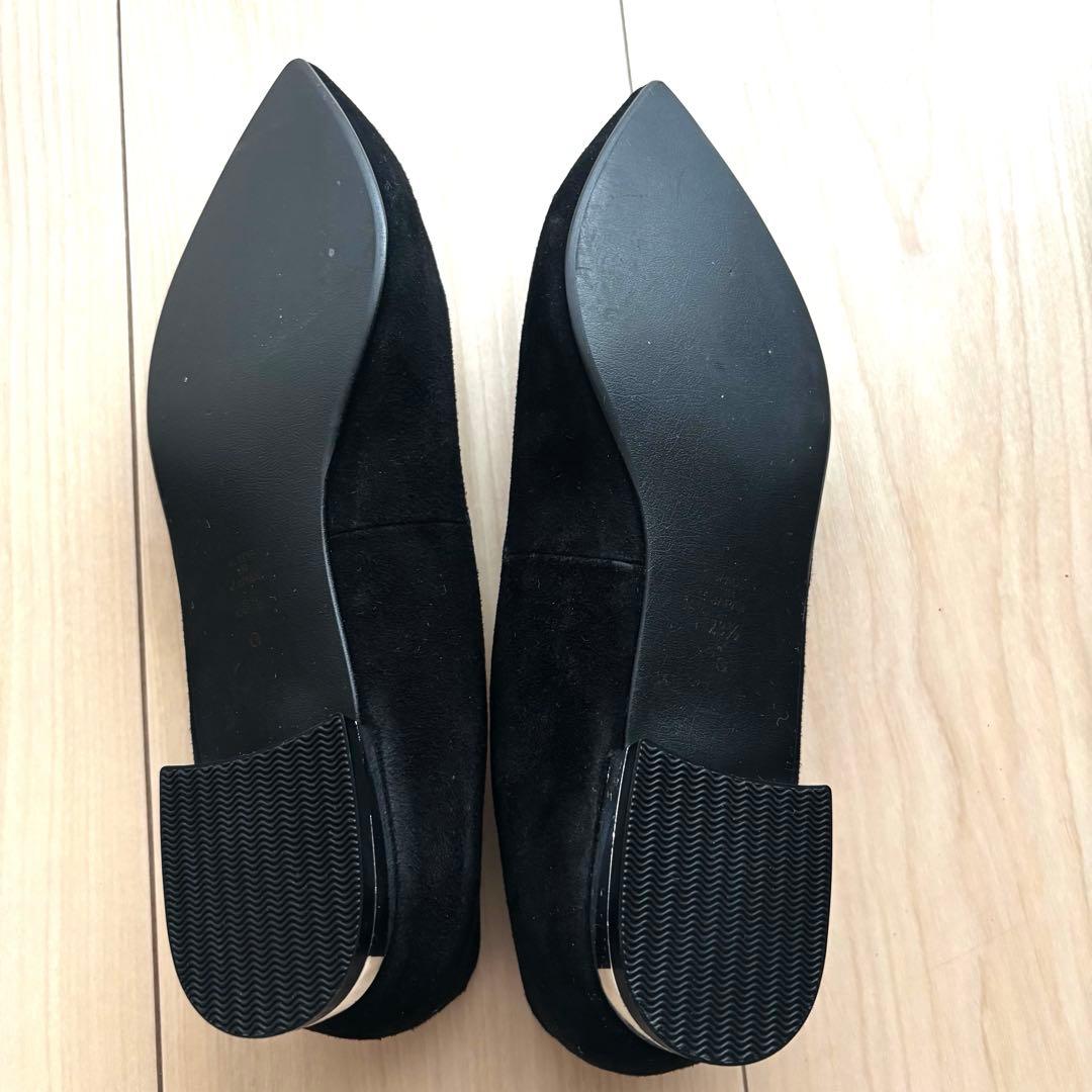 【極美品】DIANA ブラック ポインテッドトゥ フラットシューズ スエード