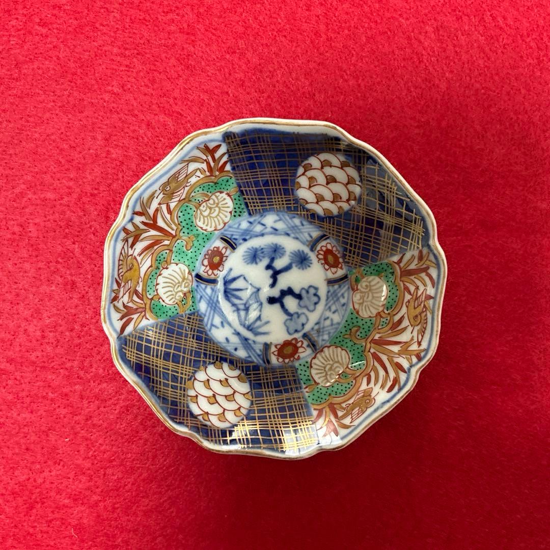 古伊万里　金彩　菊型　豆皿　小皿 5客