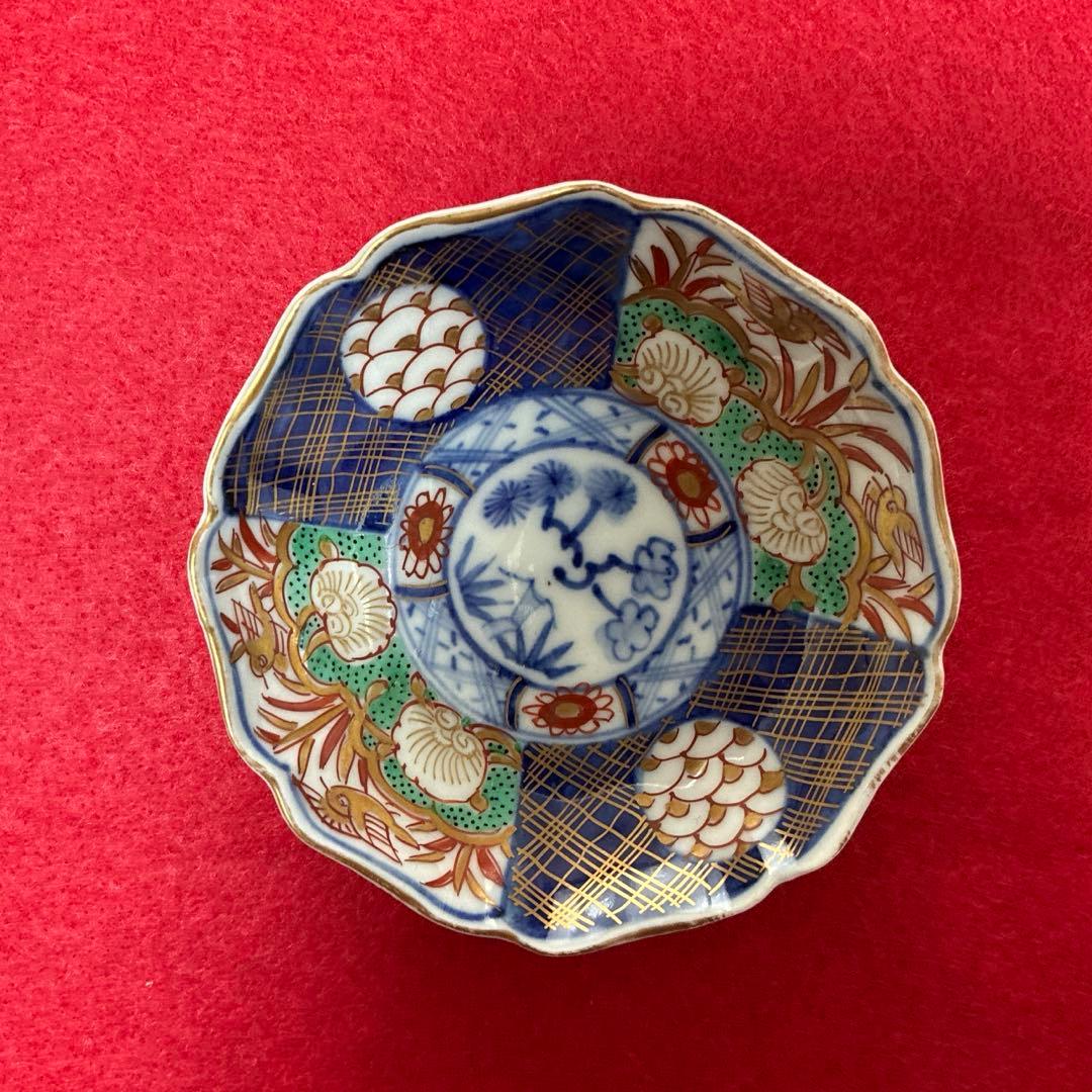古伊万里　金彩　菊型　豆皿　小皿 5客