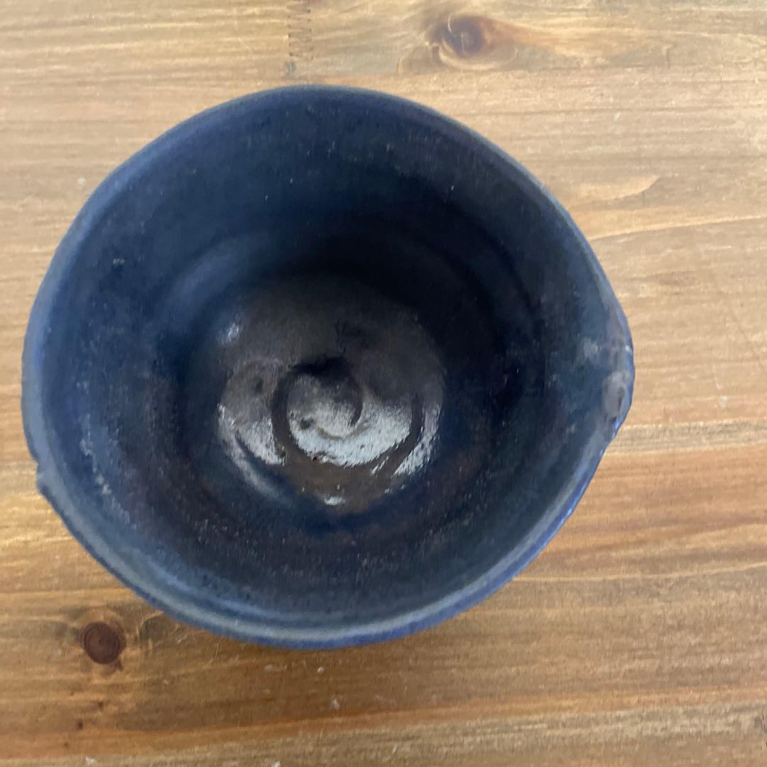 陶器　長春天山　窯変瑠璃茶碗　銘海の原　木箱入り