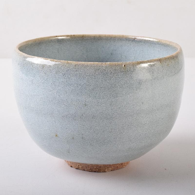 茶道具　木村盛伸作　灰釉立鶴　茶碗　共布共箱　C　R8708