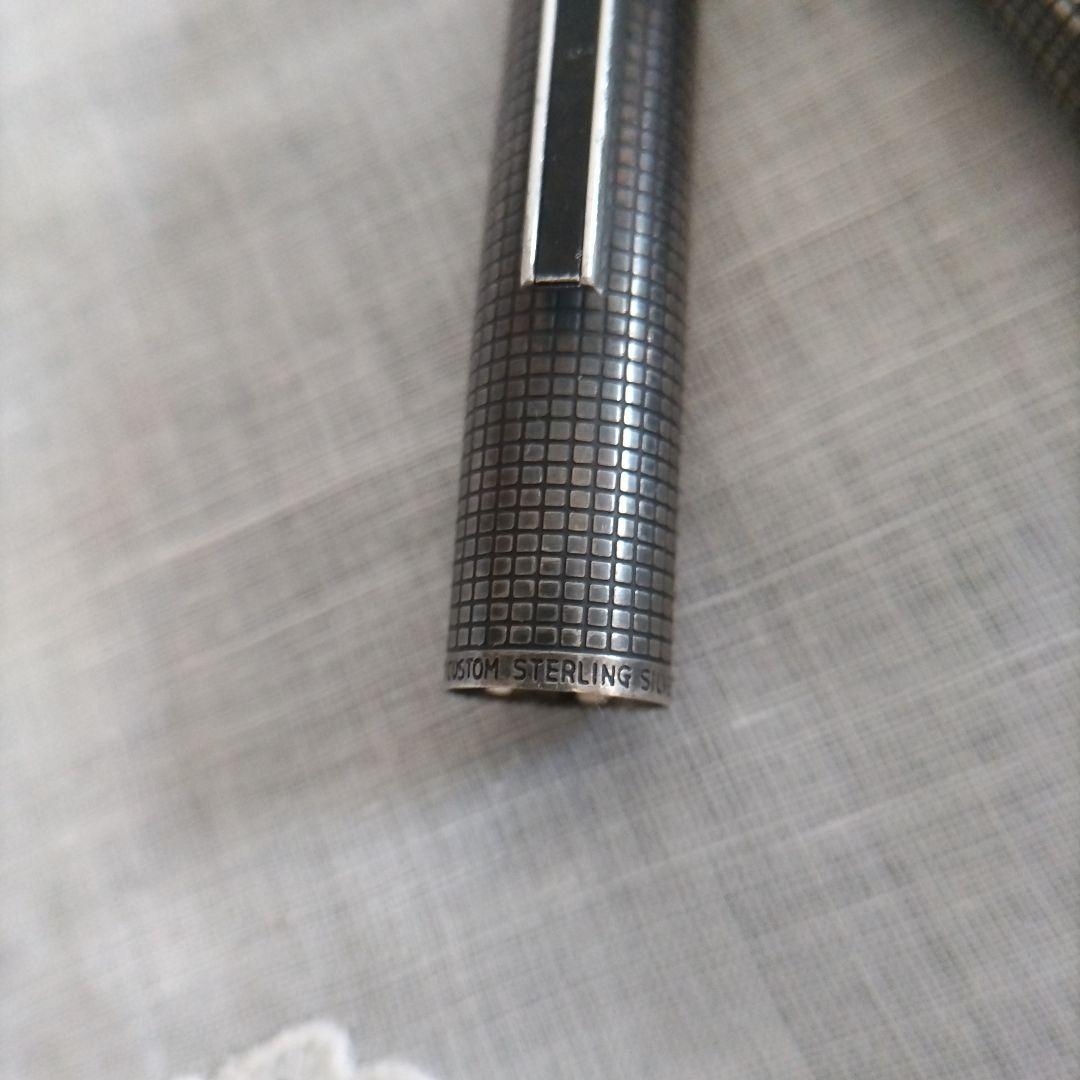 PILOT 18KWG スターリングシルバー 万年筆 シルバーン 格子