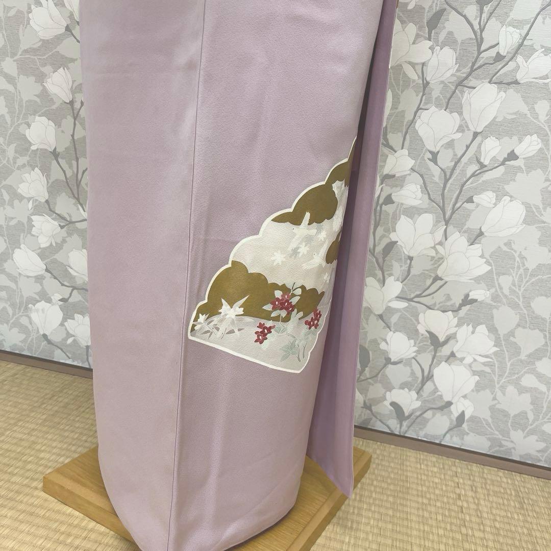 正絹 訪問着 扇面重文(未使用品)袋帯セット【裄69cm】