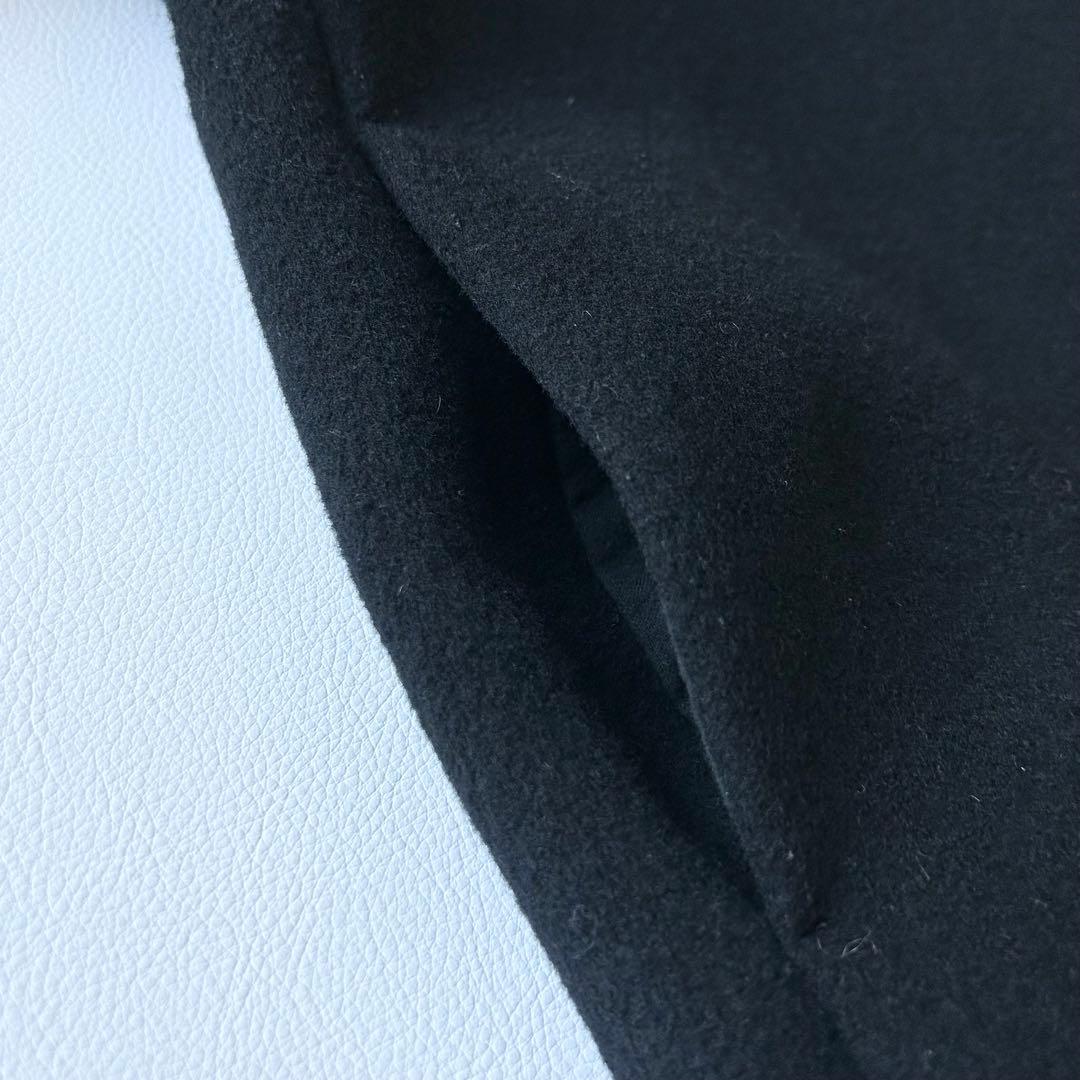 3070y美品 ユナイテッドアローズ ノーカラーカシミヤショートコート 黒 S