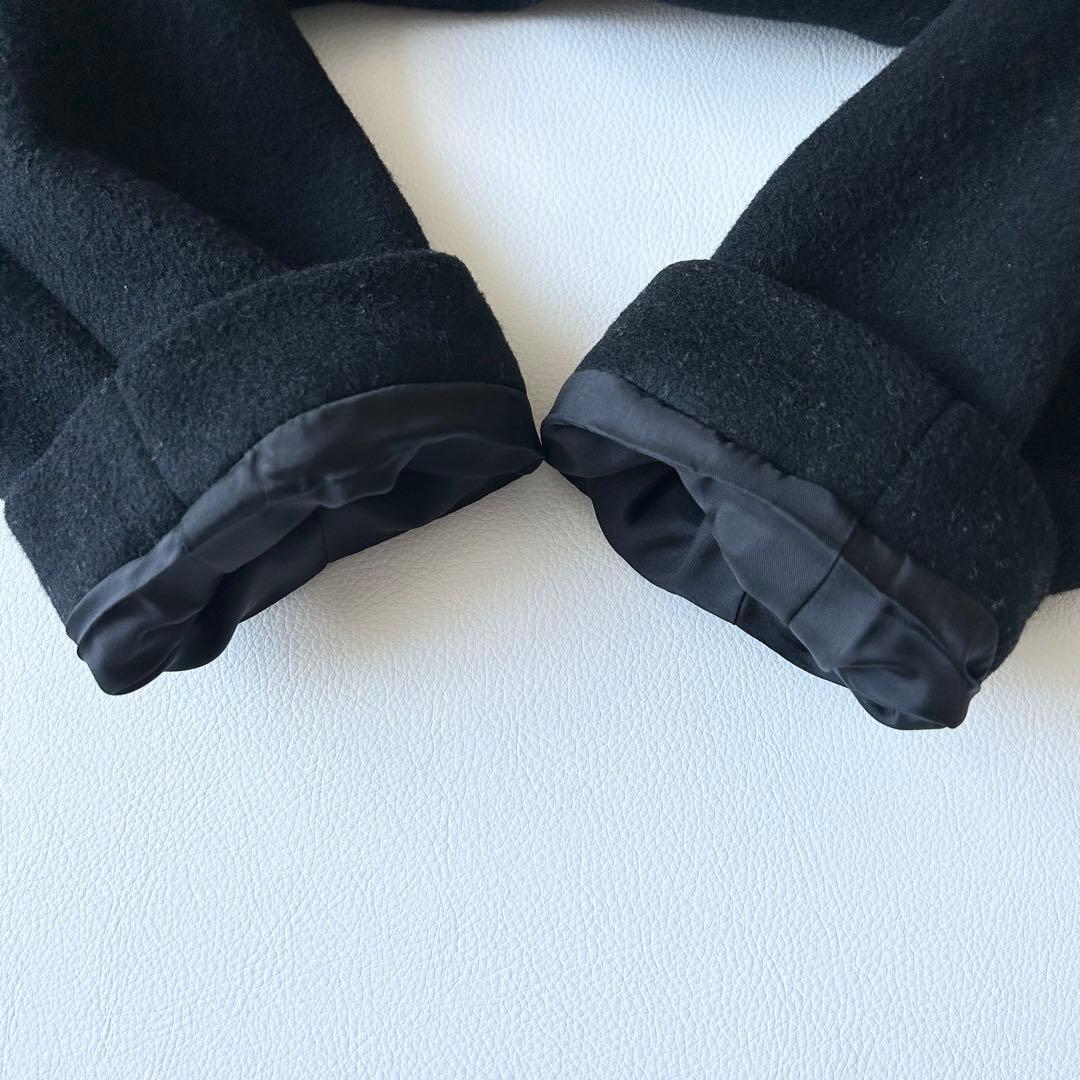 3070y美品 ユナイテッドアローズ ノーカラーカシミヤショートコート 黒 S