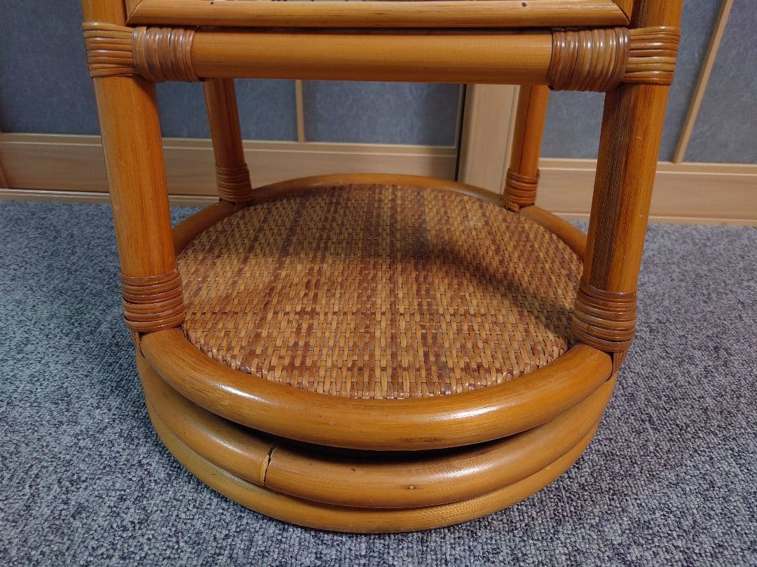 ラタンフレーム 回転式 スタンドミラー 姿見鏡 全身鏡 回転鏡 回転ミラー