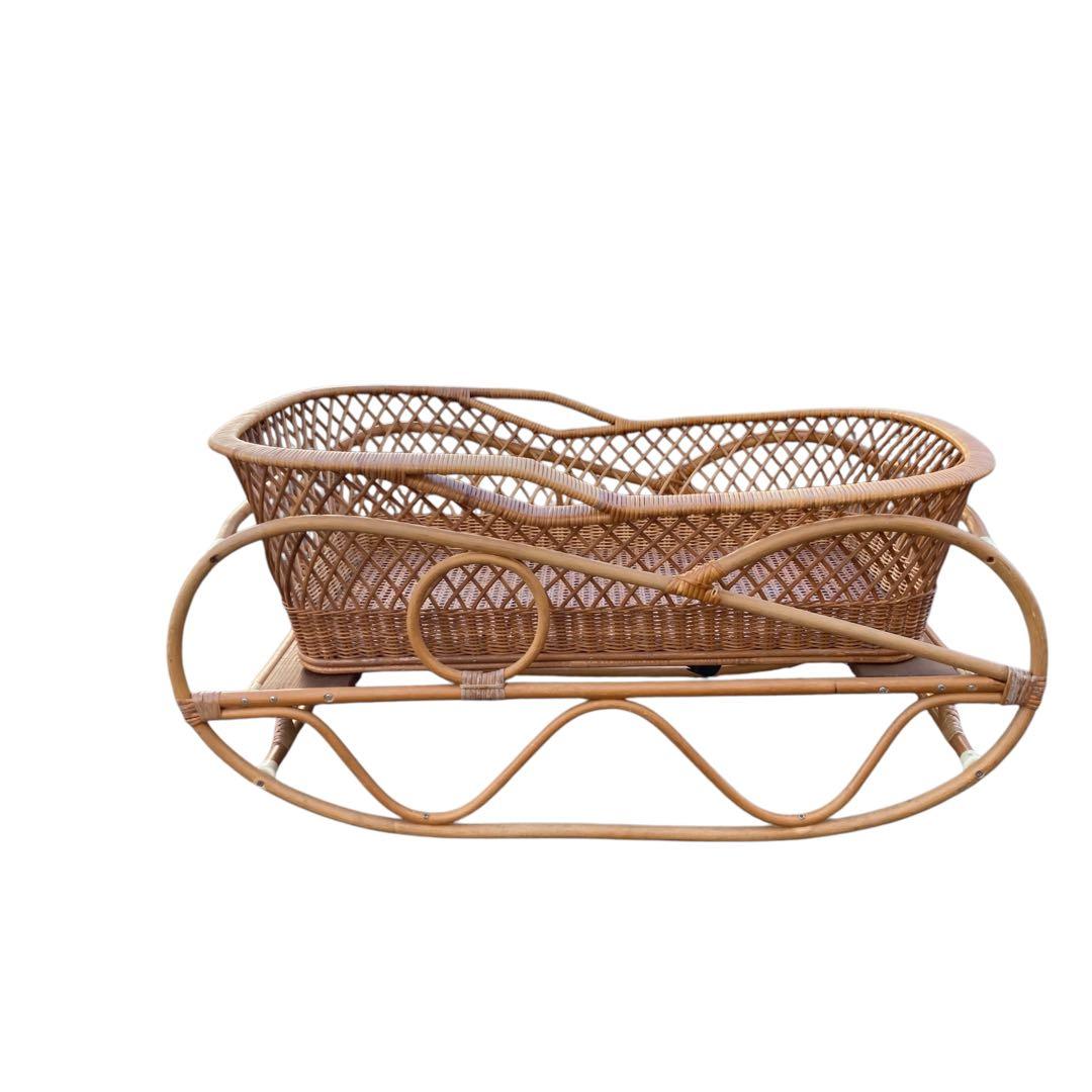 ✨籐かご　ラタン　ゆりかご　キャスター付き　ゆらゆら