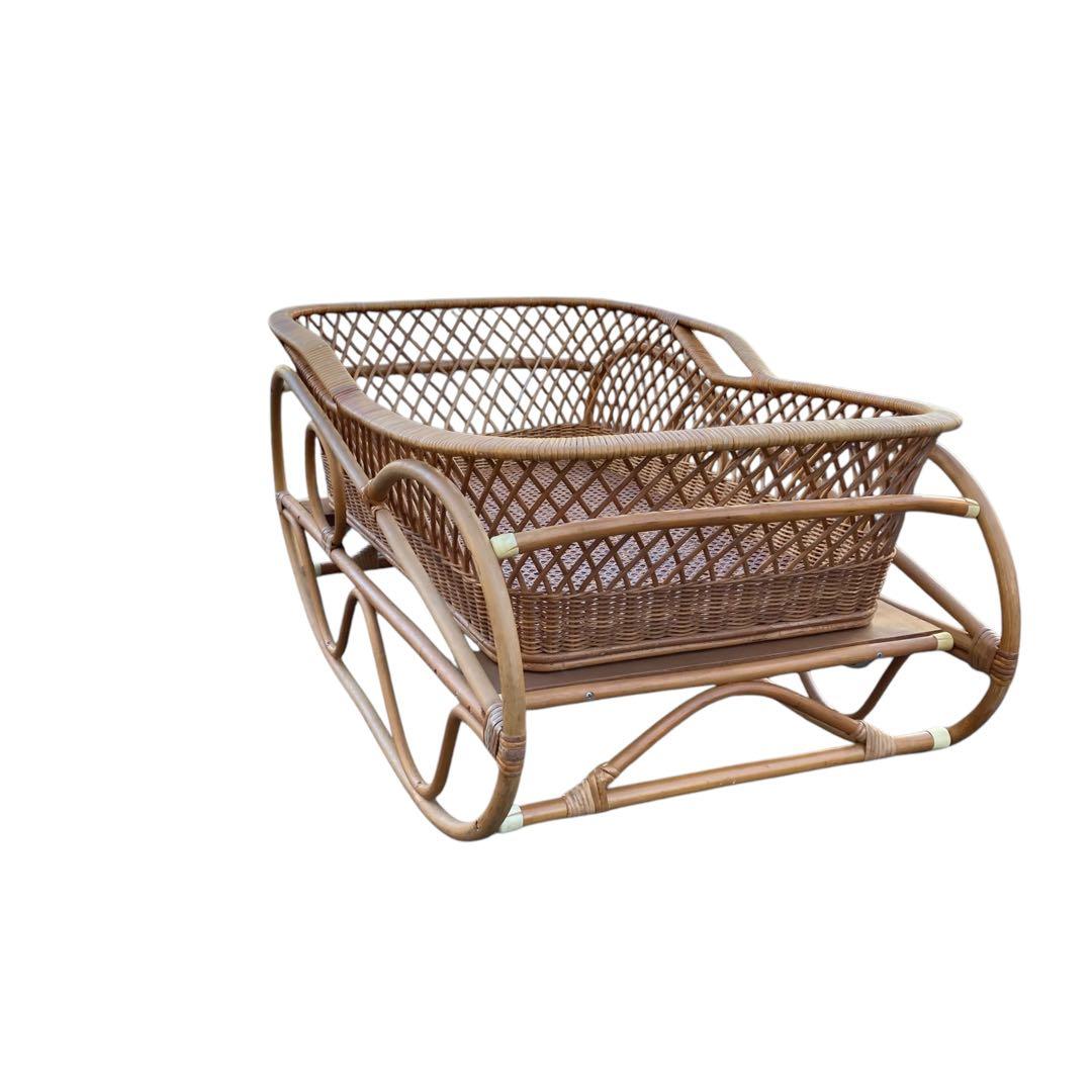 ✨籐かご　ラタン　ゆりかご　キャスター付き　ゆらゆら