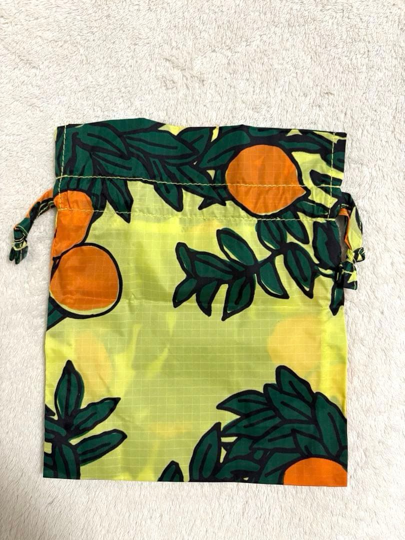 BAGGU エレクトリックストロベリー　リバースフラワー　巾着付　エコバッグ
