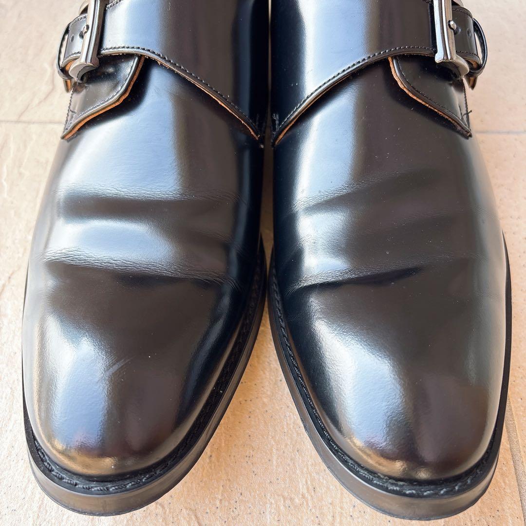 リーガルレザーシューズストレートチップモンクストラップバックル黒ブラック25.5