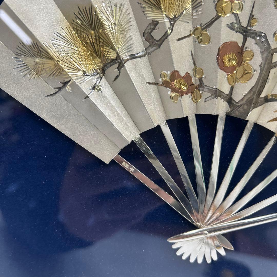 5676 純銀 TAKEHIKO 武比古作 タケヒコ 扇 松竹梅 97.8g