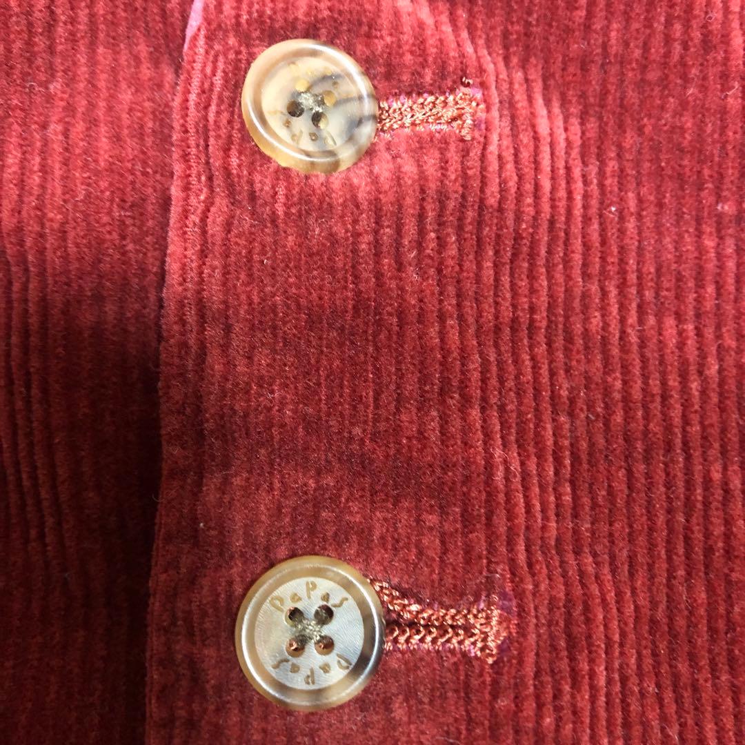 Kujira.9000美品Papasカシミ混ワインレッド系コーデュロベスト