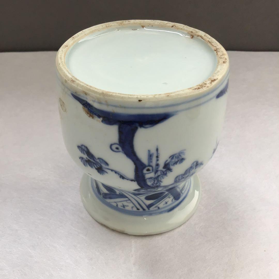 茶道具　古染付茶器　松竹梅絵　牙蓋添　仕覆二種付属　共箱　紙箱　S232CK