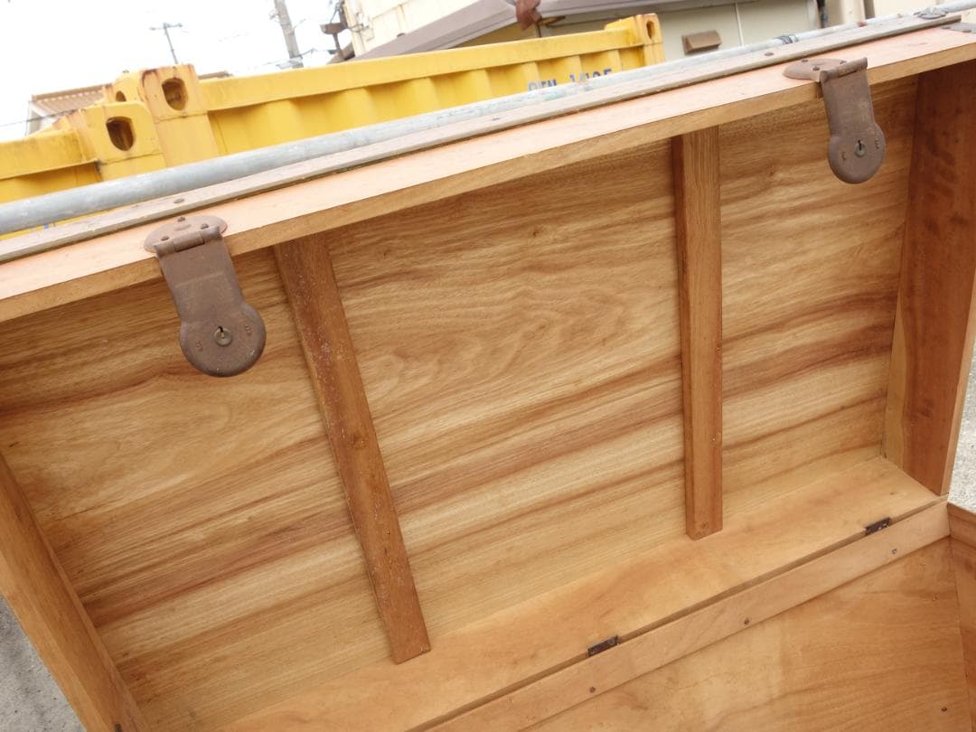 【中古】K▼木箱 宝箱 船舶 トランクケース 古道具 収納 (38707)