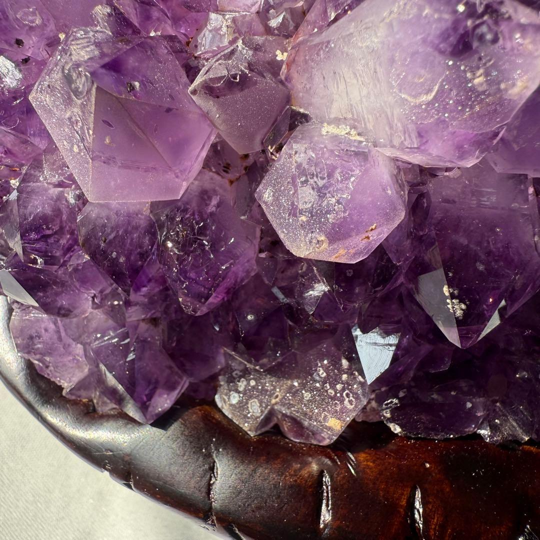 美品❣️天然石 アメジストの原石　クラスター　ロングイ台座付きNO.020412