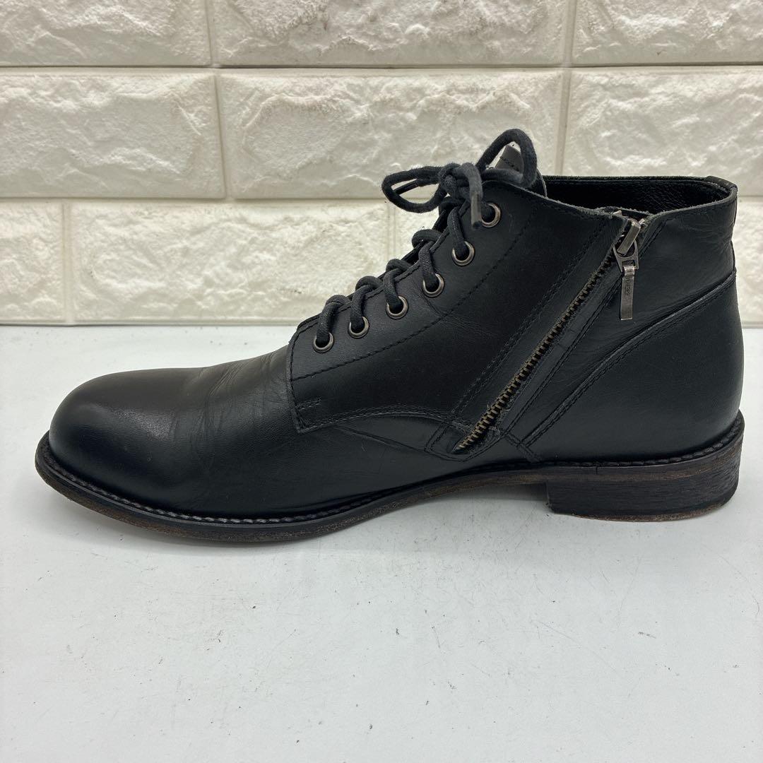 【良品】パドローネ レースアップブーツ サイドジップ 41 ブラック レザー