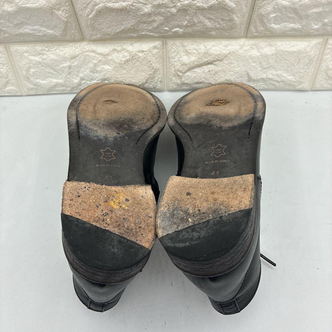 【良品】パドローネ レースアップブーツ サイドジップ 41 ブラック レザー