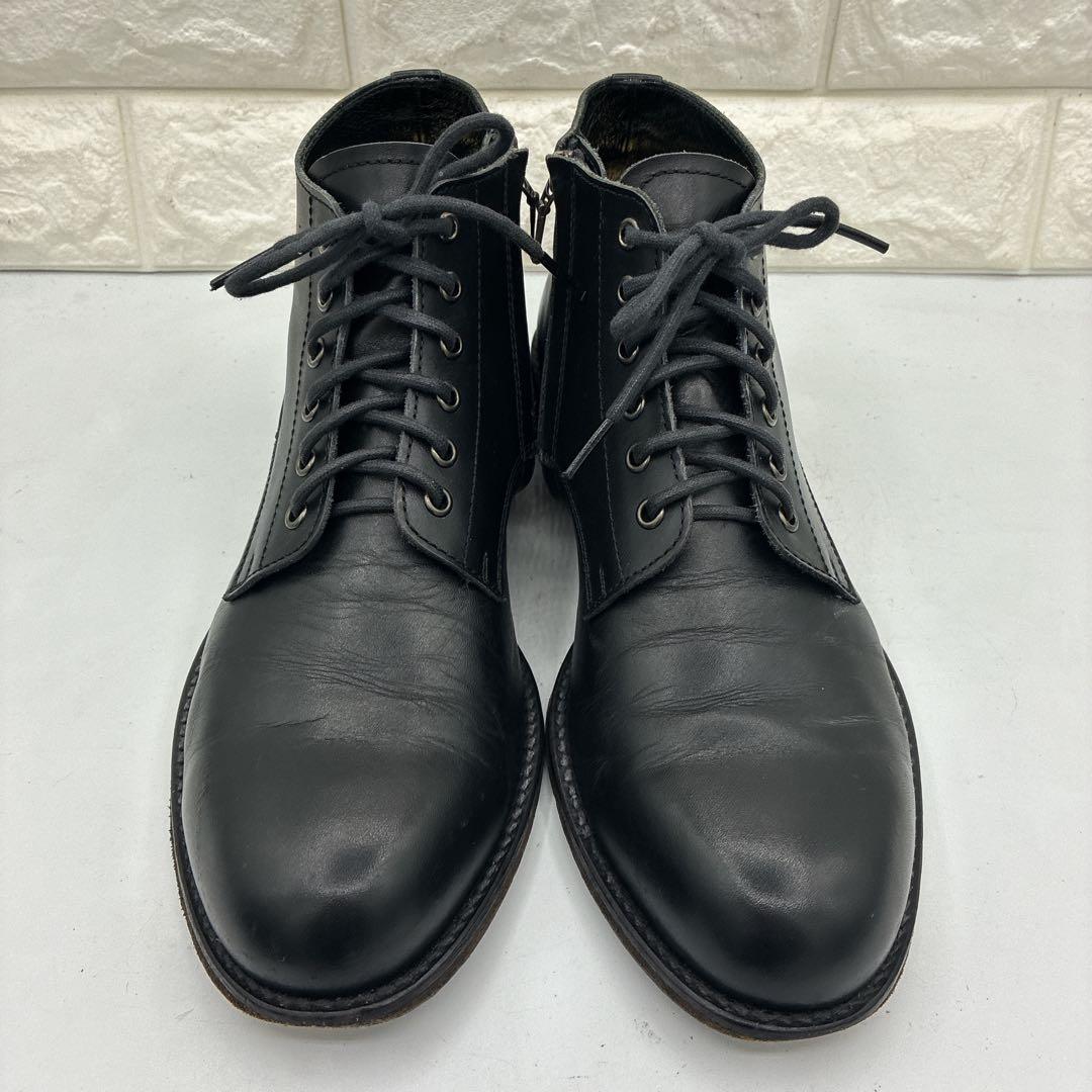 【良品】パドローネ レースアップブーツ サイドジップ 41 ブラック レザー