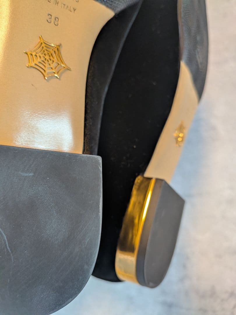 シャルロットオリンピア　ベロア　猫モチーフ　刺繍　フラットシューズ　38