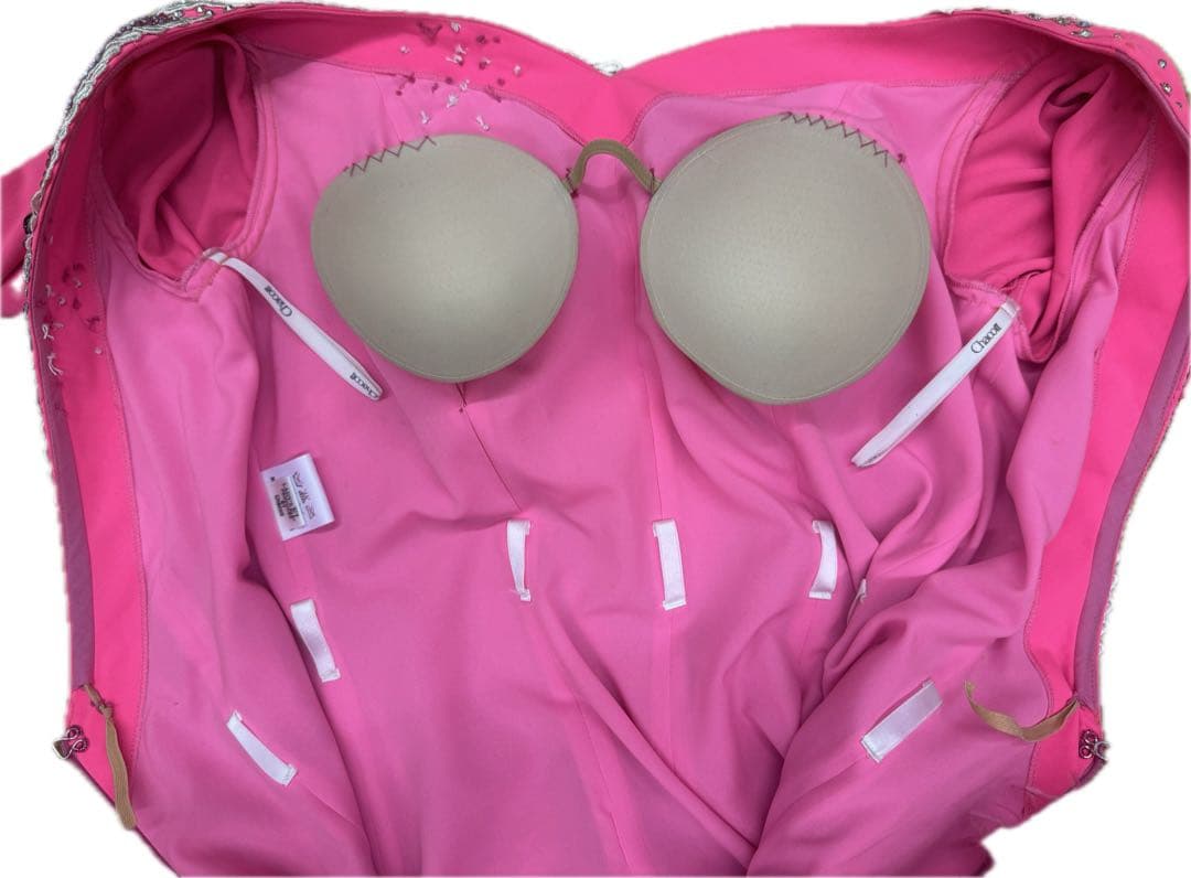 チャコット社交ダンスドレス ピンク フリルチョーカーとフロート付き 3 L日本製