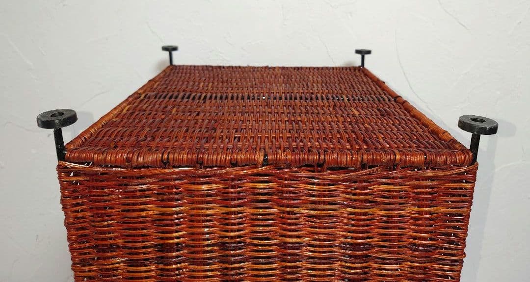 木製ラタン バスケット カゴ 籠 かご アンティーク 籐 アジアンBOX箱 収納