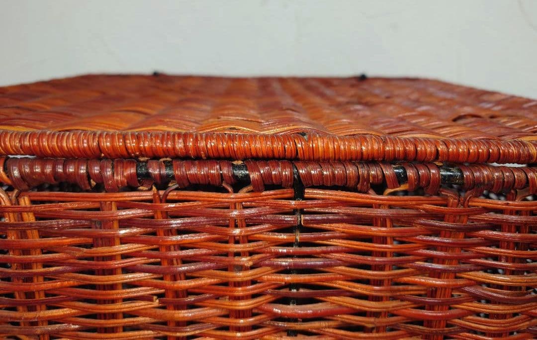 木製ラタン バスケット カゴ 籠 かご アンティーク 籐 アジアンBOX箱 収納
