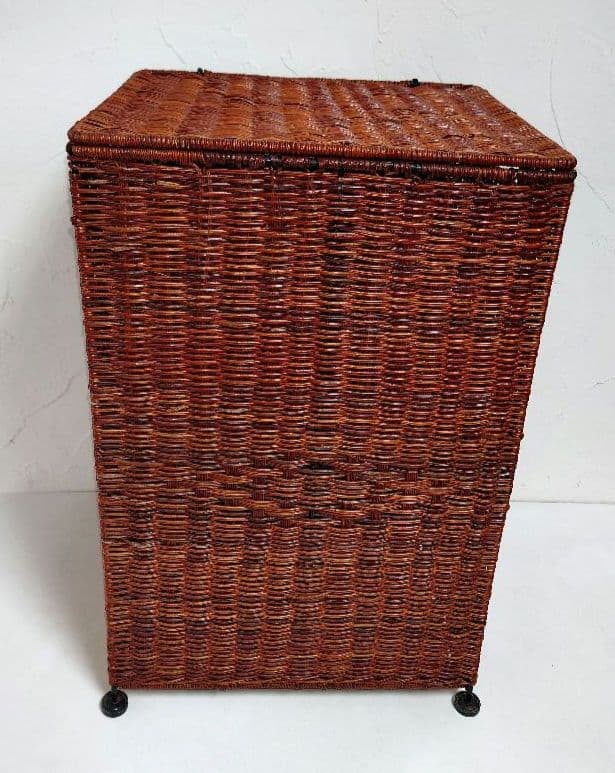 木製ラタン バスケット カゴ 籠 かご アンティーク 籐 アジアンBOX箱 収納