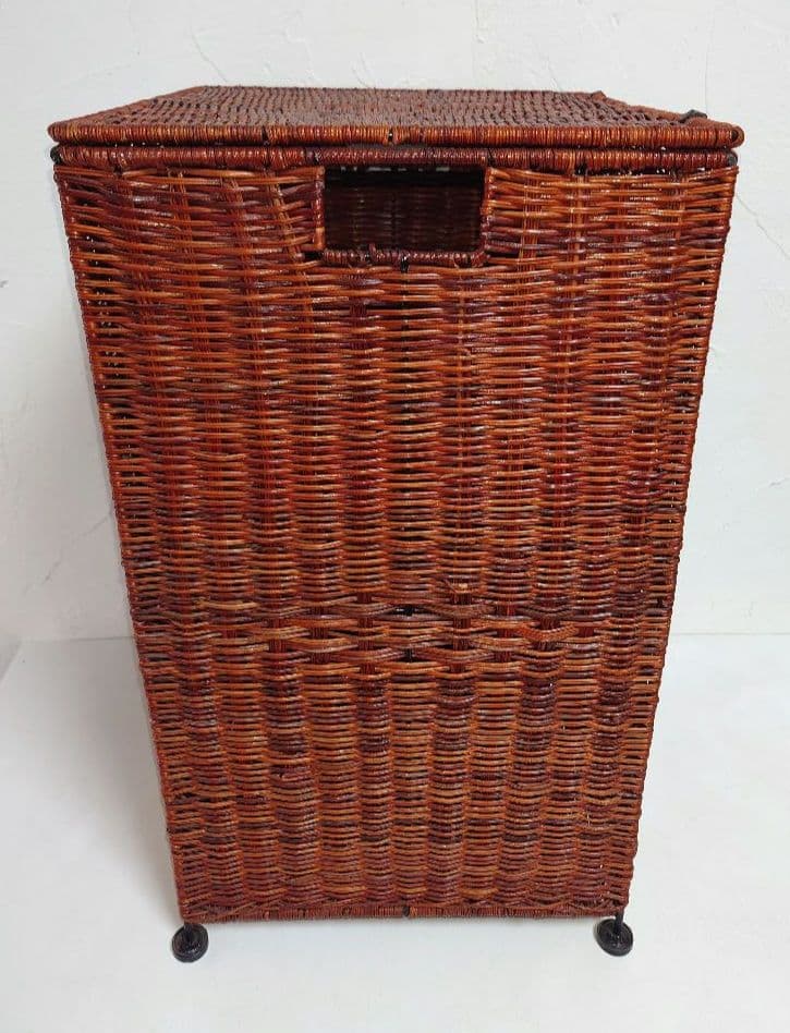 木製ラタン バスケット カゴ 籠 かご アンティーク 籐 アジアンBOX箱 収納