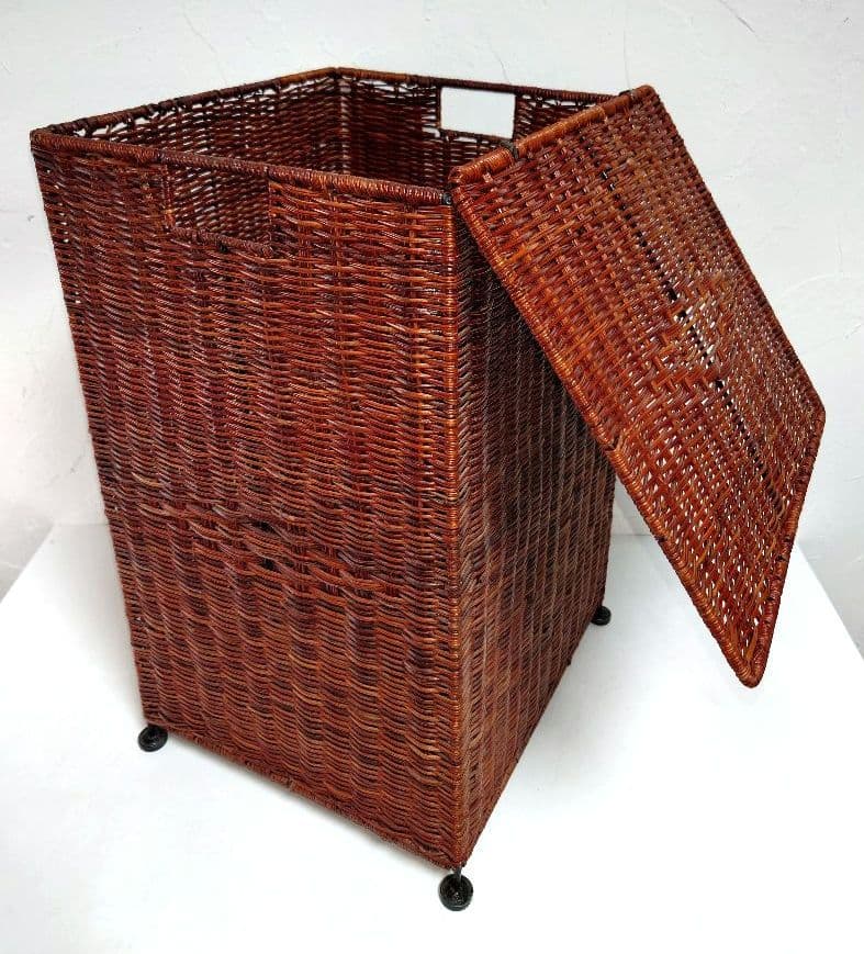 木製ラタン バスケット カゴ 籠 かご アンティーク 籐 アジアンBOX箱 収納