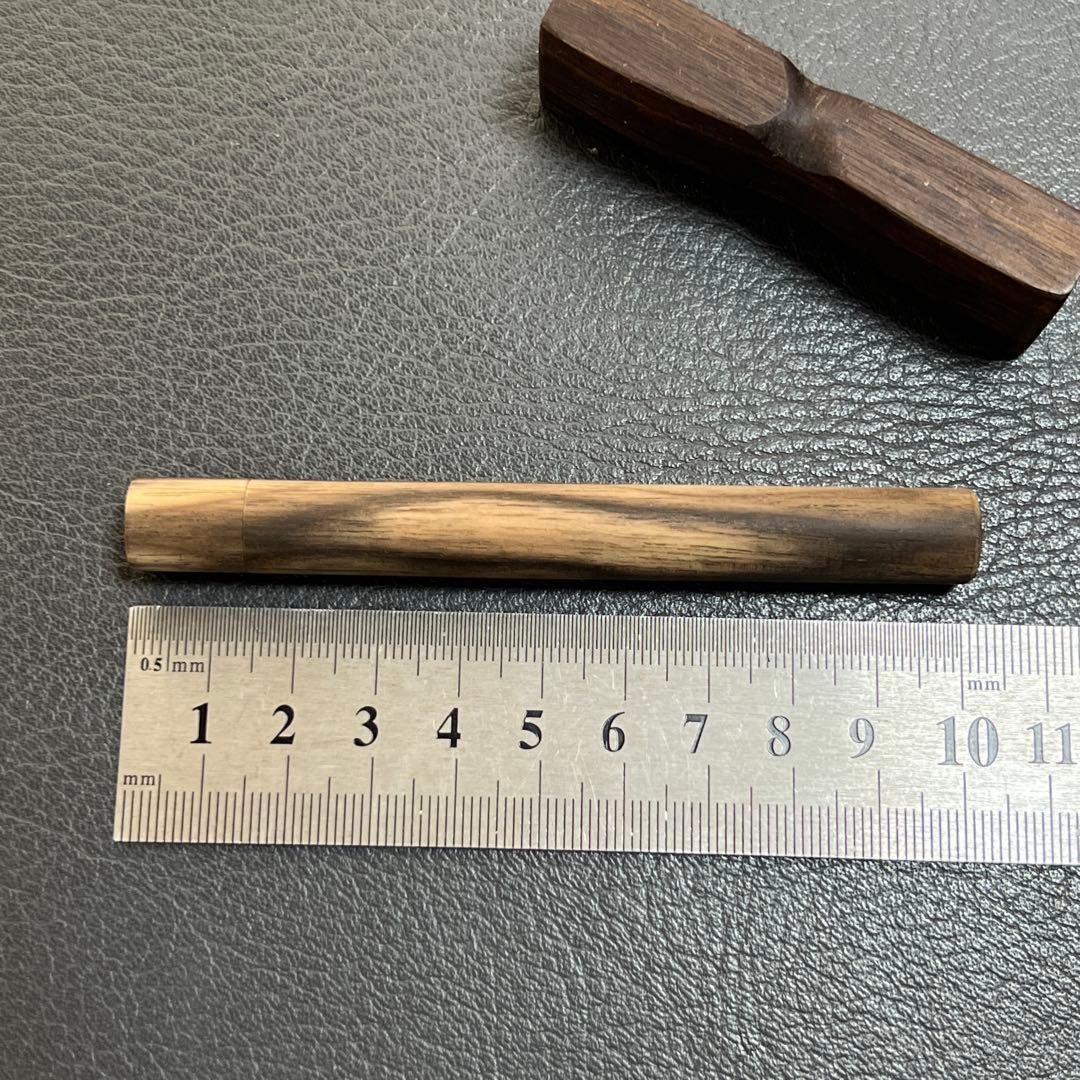 37黒柿墨流し　木製キャップ芯ケース　木目揃え　無塗装