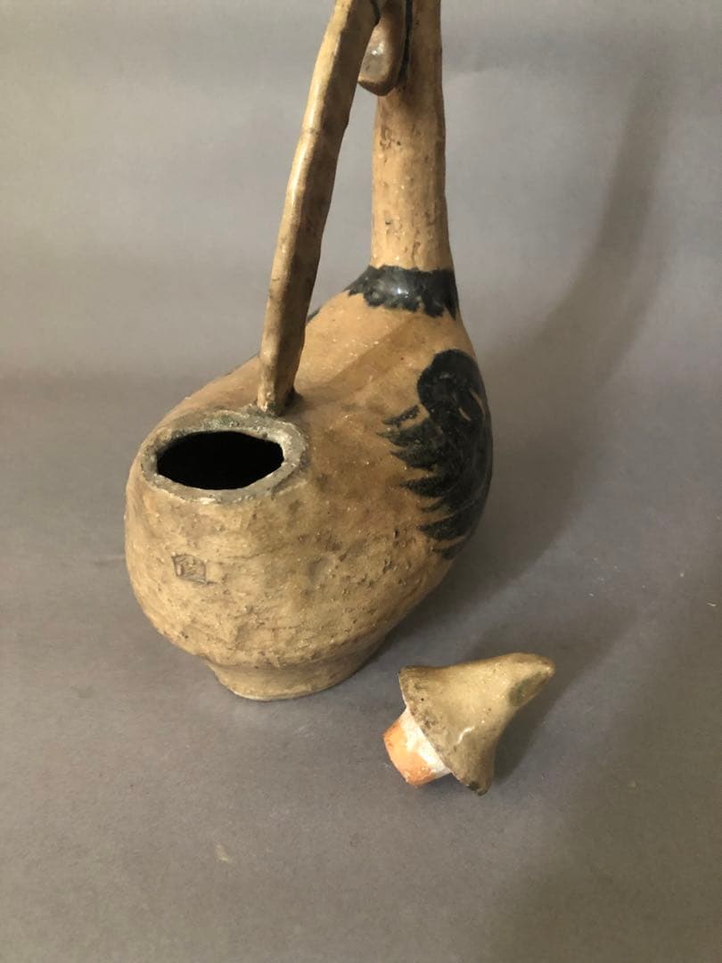 アンティーク　陶器　鳥の水差し　骨董