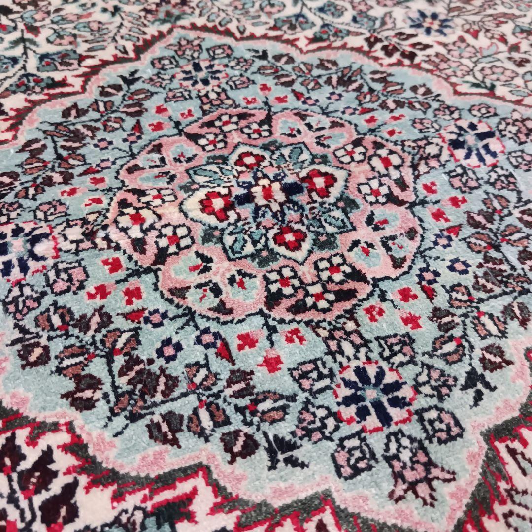 Y3103-2 トルコ製 トルコ絨毯 手織り シルク 91×61㎝ ラグ マット