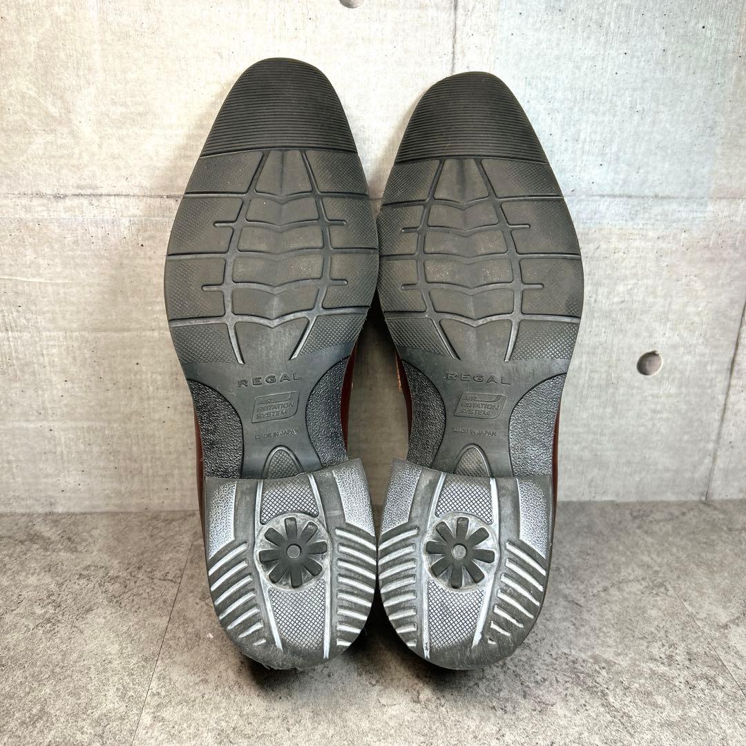 極美品【REGAL】12AL/リーガル ローファー/エアローテーション/革靴/茶