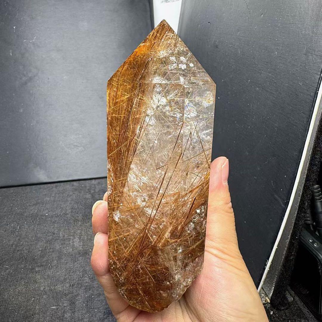 天然石ルチルクォーツのポイント　置物G.536